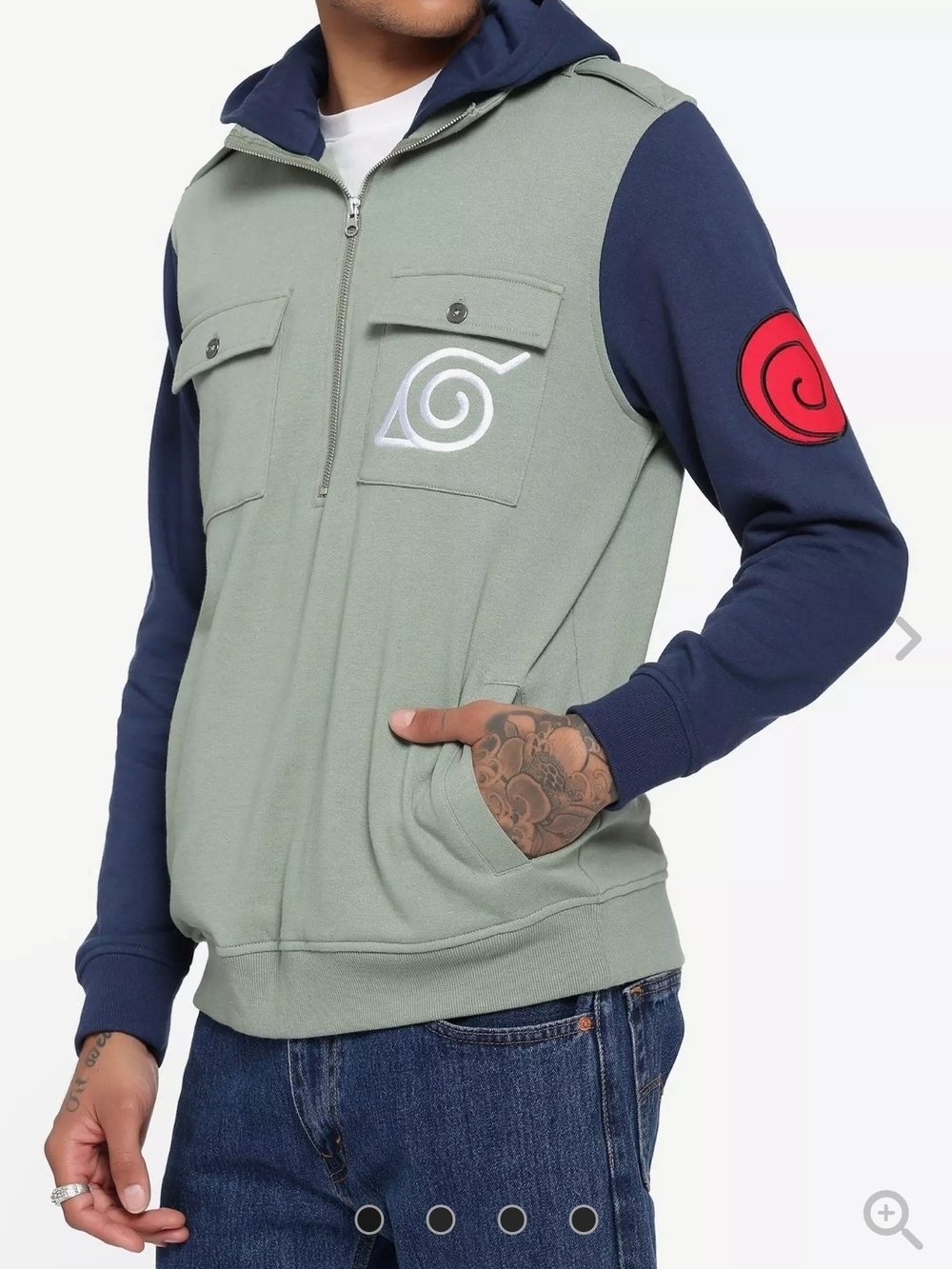 Naruto Green & Navy Hooded Zip Sweater